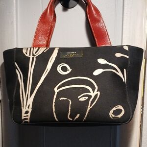 Kate Spade M. Kalman Vintage Tote Black Red and Off White